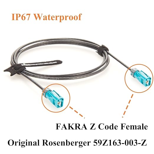 IP67 Waterproof Rosenberger Fakra Z Female to Female RF Coaxial Cable 59Z163-003-Z Vehicle GPS Antenna Cable for GMSL2 & FPD-Link III Camera, ADAS, Embedded Vision Cameras, Infotainment (2M/6.6FT)