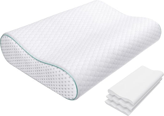 Releep Ergonomic Memory Foam Pillow - Orthopedic Cervical Support Pillow for Neck & Shoulder Pain Relief, Adjustable Contour Pillow for All Sleeping Positions，King Size