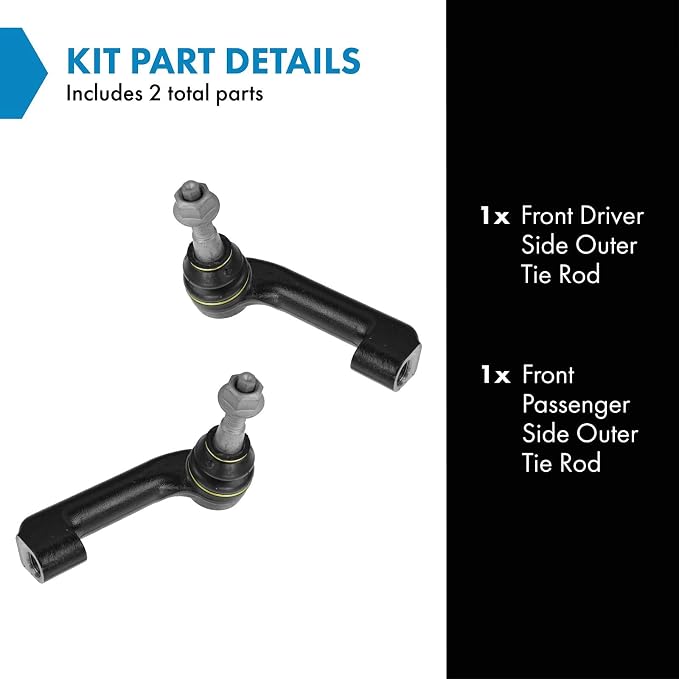 TRQ Outer Driver and Passenger Side Tie Rod Set 2 Piece Compatible with 07-24 Ford Expedition 09-24 Ford F-150 07-24 Lincoln Navigator