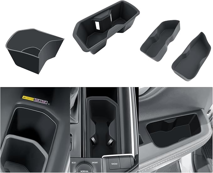 BIBIBO 4 Pack for 2025 2026 Grand Highlander Silicon Central Control Organizer 2024-2026 Toyota Grand Highlander/2025 2026 Grand Highlander Hybrid Control Insert Cup Holder+Rear Door Side Storage Box