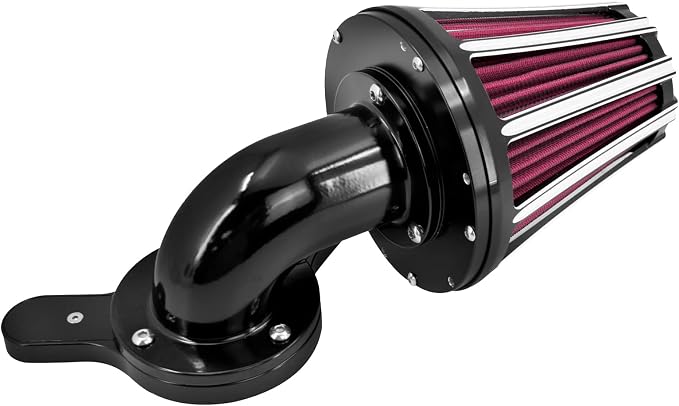 Air Cleaner Filter 90° Forward-Facing Intake Kit CNC Fit for Harley Touring Softail Dyna Sportster XL (Black Housing Red Element, C For Touring 08-16,Softail 16-17,Trike 08-16)