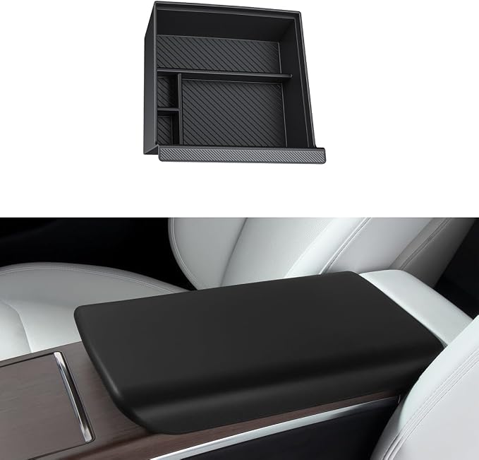 BASENOR 2022-2025 Tesla Model S Model X Center Console Organizer and Center Console Cover