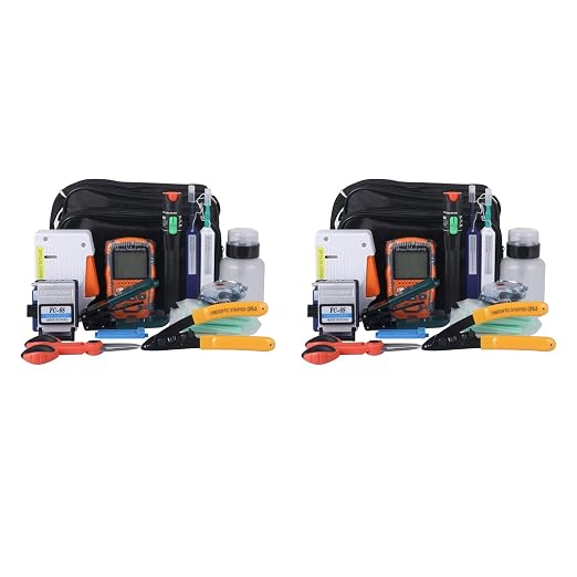 Fiber Optic Termination & Cleaning Kit 2 Pack - Visual Fault Locator Fiber Optic Cable Tester, Optical Power Meter, Cleaner, Cleaver, Stripper - Multi Tester Tools Set