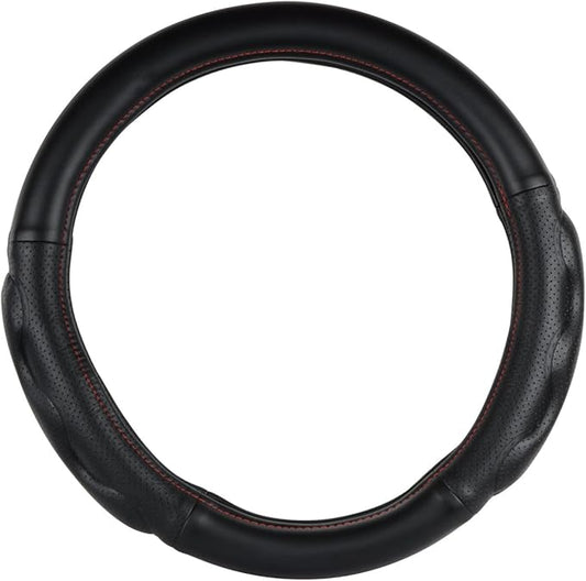 GG Grand General 54054 Deluxe Plus Series 18” Heavy Duty Steering Wheel Cover for Trucks, Buses, RVs and Utility Vehicles, Black w/red stitching