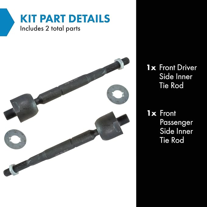 TRQ Inner Driver and Passenger Side Tie Rod Set 2 Piece Compatible with 2005-2010 Honda Odyssey