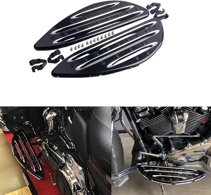 Goldfire Large Floorboards Driver Footpegs CNC Blade Aluminum Front Rider Foot Rest Pedal Motorcycle Accessories Fit for Harley Touring 1984-2017, Softail FL 1986-2017, Dyna FLD, Black