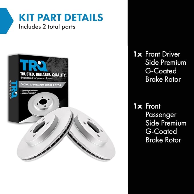 TRQ Front Brake Rotor Set G Coated Vented Compatible with 2002-2006 Mini Cooper
