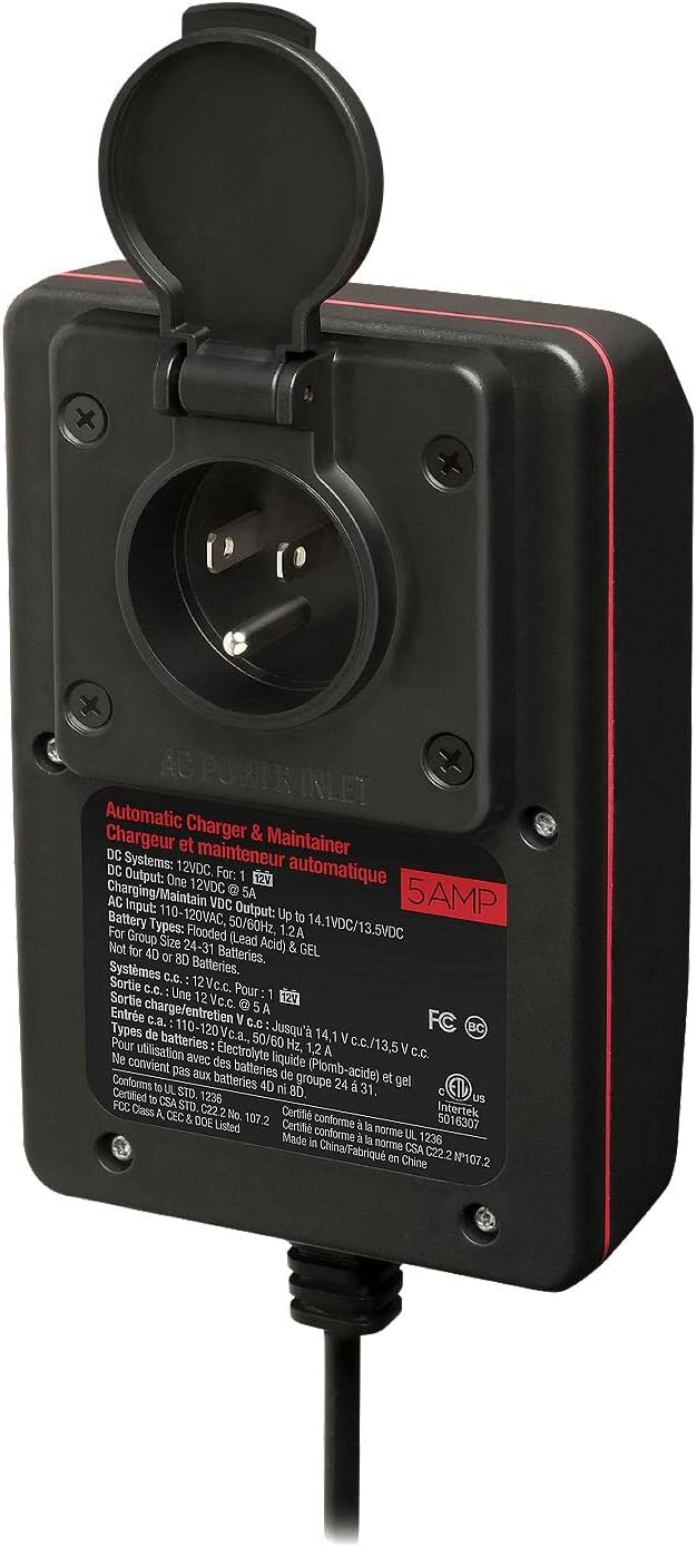 ProMariner 24105 ProTechOne Digital Series 5 Amp Fully Automatic On-board Battery Charger and Maintainer with Integrated AC Inlet