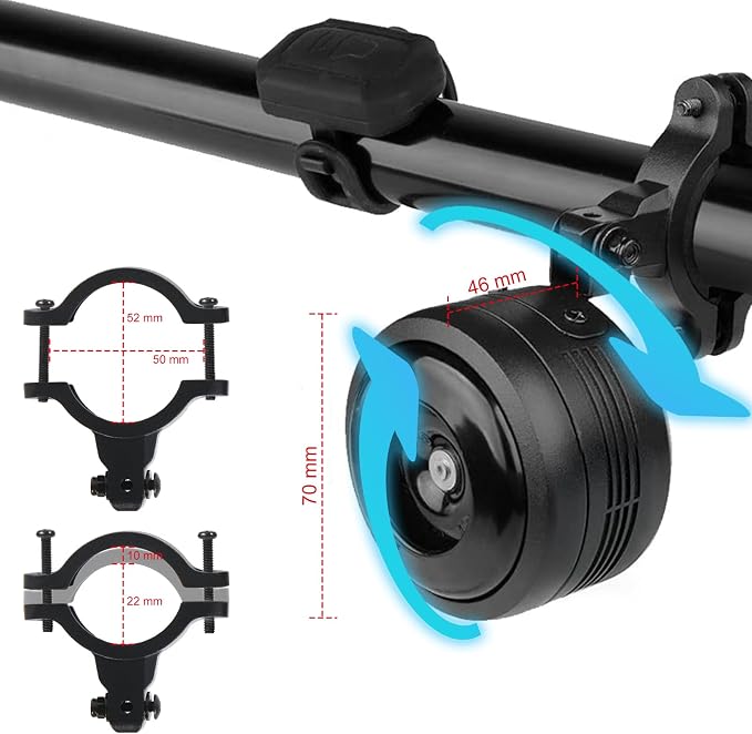 Electric Bike Horn and Alarm System, 125dB, USB-Rechargeable, Waterproof, Remote Control