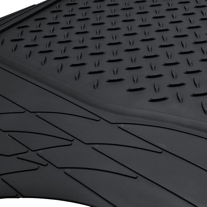 Motor Trend FlexTough Deep Dish Heavy Duty Rubber Floor Mats & Cargo Liner for Trunk All Weather (Black) - Complete Coverage Set