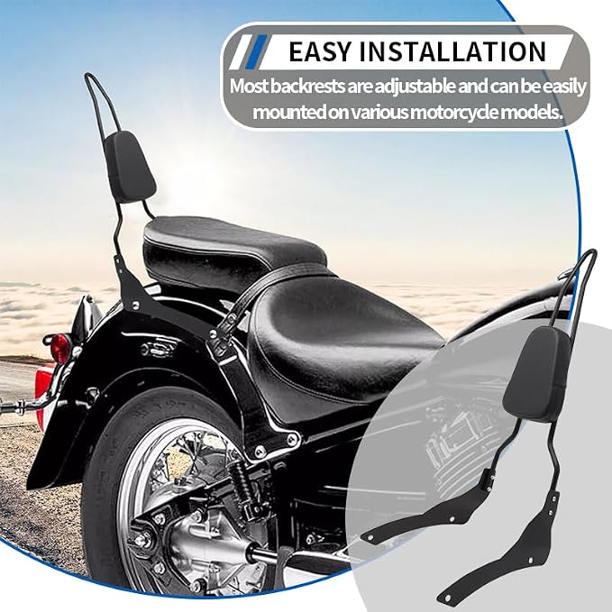 Motorcycle Rear Seat Backrest Sissy Bar Back Rest Compatible For Yamaha VStar 400 650 Classic xvs400 xvs650 Dragstar 400 650 Classic