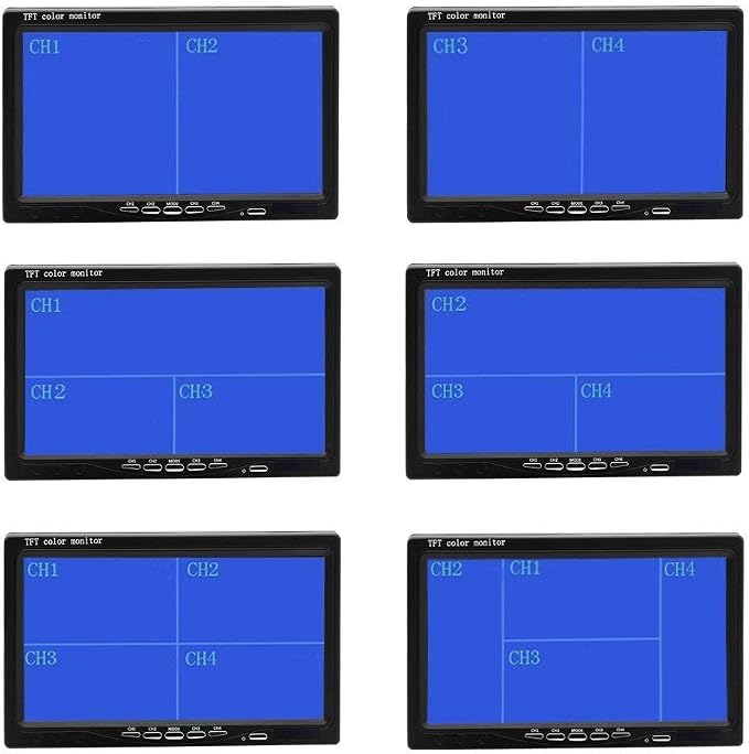 RV Backup Camera System- 7 Inch 4 Split Reversing Monitor, Night Vision, IP68 Waterproof, Parking Monitoring, Hard-Wired Backup Camera for Trucks/Bus/Trailer/RV/Pickup