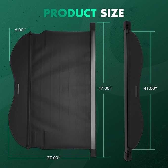 SCITOO Cargo Cover 2017-2018 Fit for Ford Escape 1.5L 2013-2016 Fit for Ford Escape 1.6L 2013-2018 Fit for Ford Escape 2.0L Upgraded Retractable Rear Trunk Cover with Aluminum PVC&Plastic