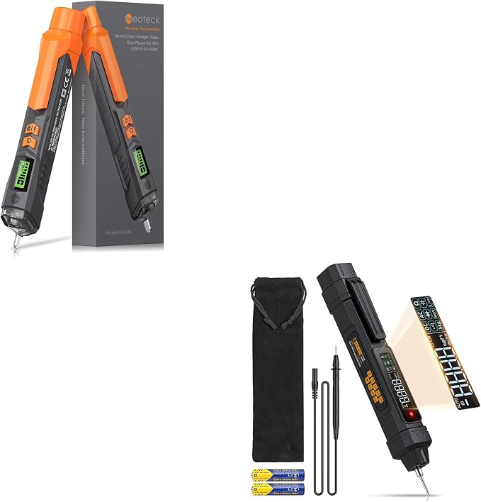 Neoteck Professional Electrical Kit: Non-Contact Voltage Tester Pen & 2-in-1 Digital Multimeter AC/DC Voltage, Resistance, Continuity, Capacitance, LCD Display, Buzzer Alarm