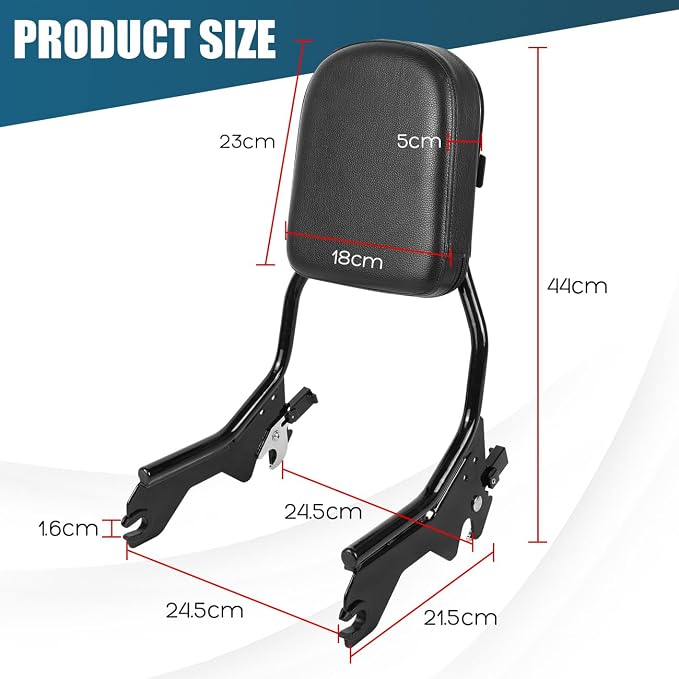 Passenger Upright Backrest Sissy Bar With Backrest Pad Docking Hardware Kit Compatible With For 2018-2025 Harley Softail FLSL FXST Heritage Classic FLHC FLHCS Deluxe FLDE Street Bob FXBB