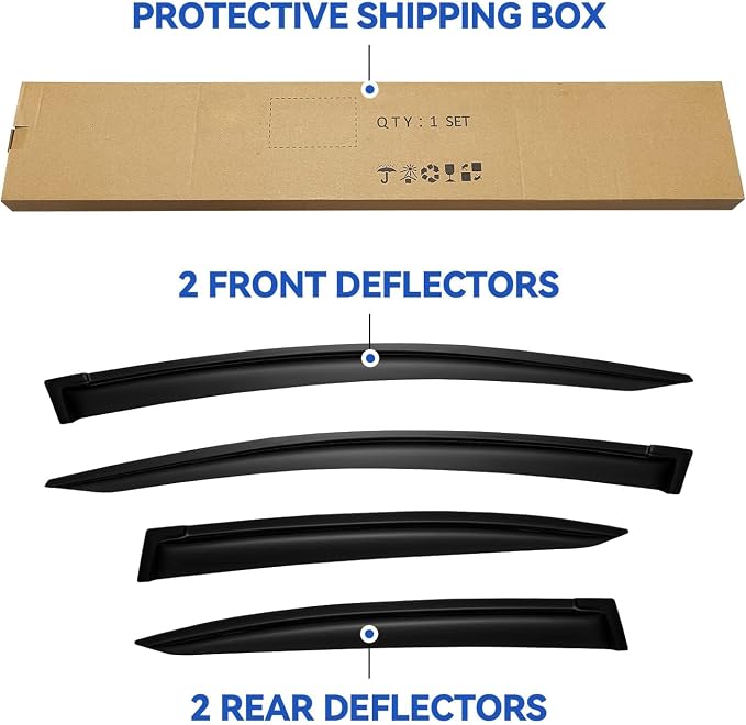 Window Visors Rain Guards for 2012 2013 2014 2015 Honda Civic, Out-Channel Window Vent Wind Deflectors Visors Shades for 12 13 14 15 Civic Sedan