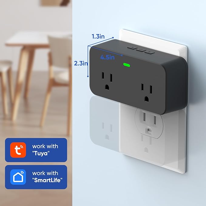 Power Failure Alarm WiFi, Newest Smart Power Outage Alarm with App Remote Cancel Device Alert & Custom Alert Time, 2 Sockets Home Power Loss Alarm for Freezer, GFCI Trips, Sump Pump, Pet Feeder