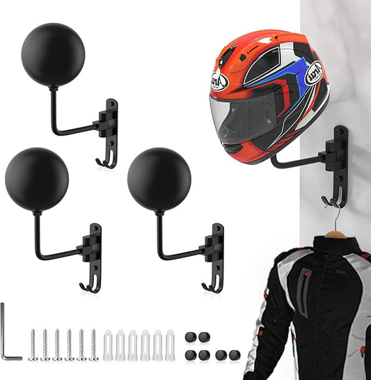 Helmet Hanger Wall Mount 180° Swivel Helmet Holder for Motorcycle Bike Racing Outerwear Sports Gear