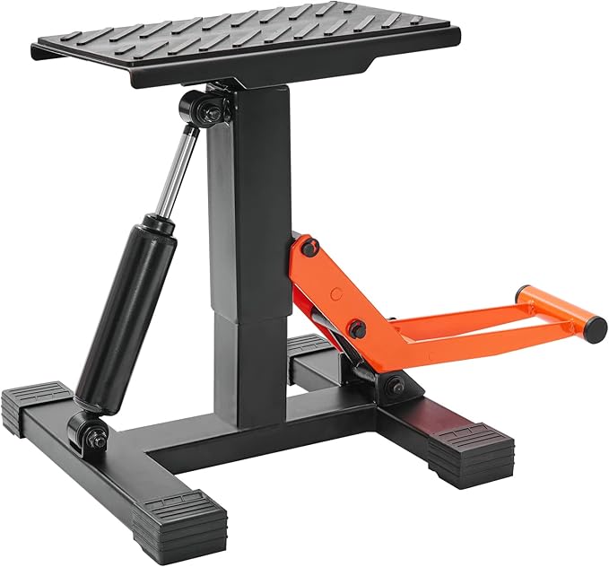 VEVOR Dirt Bike Lift Stand, Motorcycle Jack Lift Stand 440 lbs Capacity and Hydraulic Lift Operation, Adjustable Height Hoist Table, for Dirt Pit Bike Repair, Maintenance, Dirt Bike Accessories