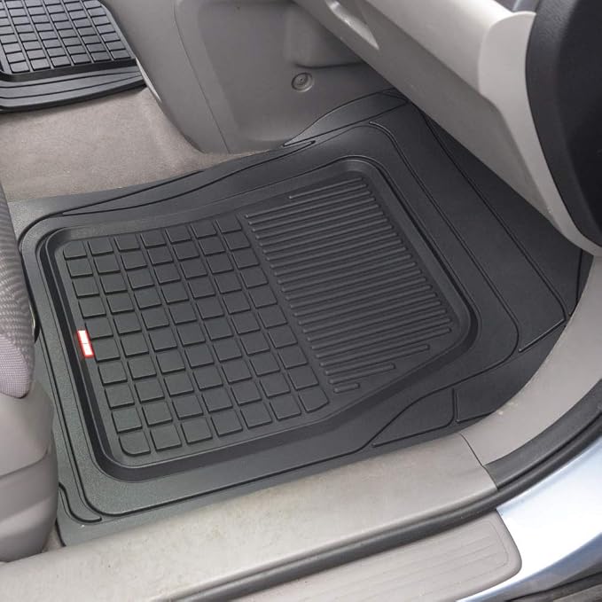 BDK Performance FlexTough 5-Piece Front & Rear Rubber Car Floor Mats & Cargo Liner For Cars SUVs Trucks Vans, All-Weather Heavy Duty Semi Custom Fit Trimmable Trim-To-Fit Deep Dish Protection Non-Slip