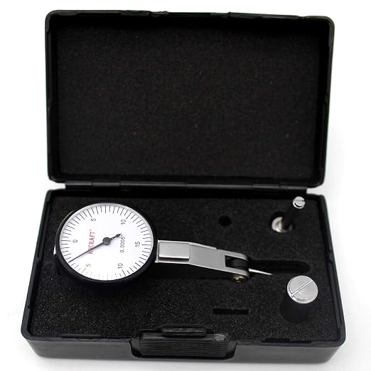 Professional Dial Test Indicator 0-0.03” Range, 0.0005” Graduation – Hardened Steel All-Metal Body with Dual Dovetail Mount (3/8” & 5/32”), Machinist Gauge in Storage Case