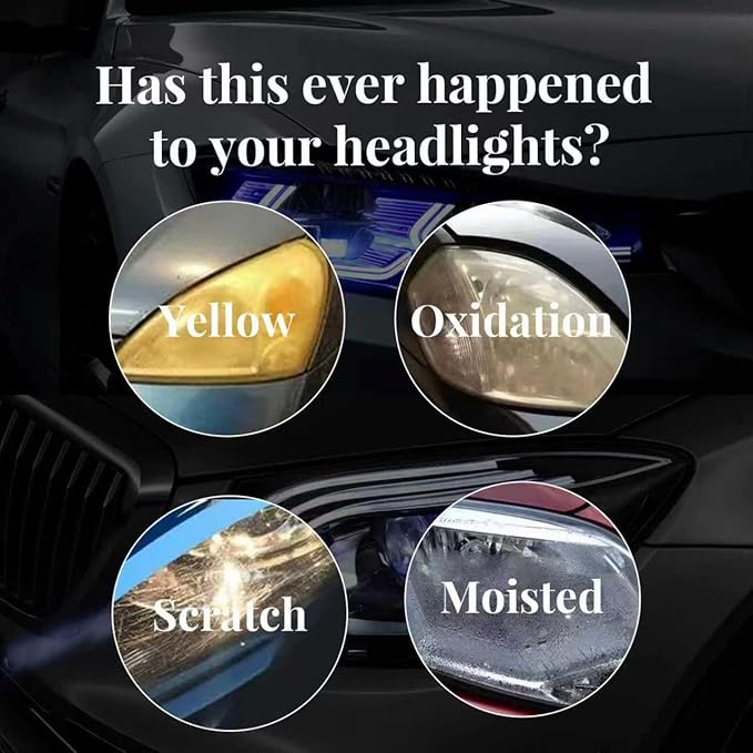Ultimate Car Headlight Cleaner Restoration Spray Kit -Auto Head Lights Clear Coat Protectant & Haze Remover Compound for Plastic Lens Renewal Scratch Restore Polishing Protec Solutions 3.38oz (1)