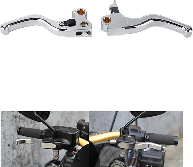 3 Finger 5.9" CNC Shorty Hand Control Lever Kit Brake Clutch Levers Fit for Harley Sportster 1996-2003, Dyna 1996-2017, Softail 1996-2014, Touring 1996-2007(Chrome)