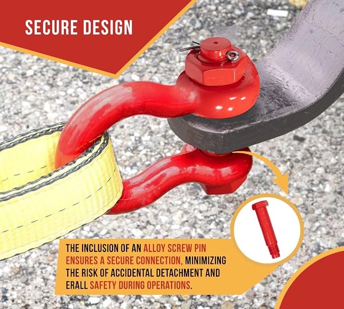 Mytee Products 2 Pack 1-1/8" Anchor Shackle Forged Carbon Steel w/Safety Screw Pin Load Limit 19,000 lbs, Double Rust Protection Heavy Duty D Ring Bolt Type Shackle for Towing, Rigging