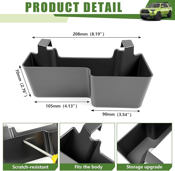 Center Console Organizer for 2010-2024 Toyota 4Runner Upgraded Hanging Armrest Box Extra Storage Space Tray for 4 Runner Interior Accessories(Fit 10-24/Hanging Organizer)