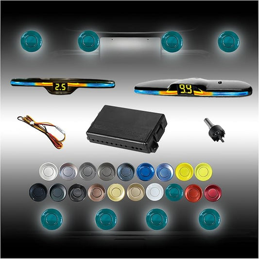 New Features Forward and Reverse Parking sensors, Option to Measure Distance in inches, bidirectional Display Option, and Customizable Digital Direction 18 Color Probes to Choose from(Green)