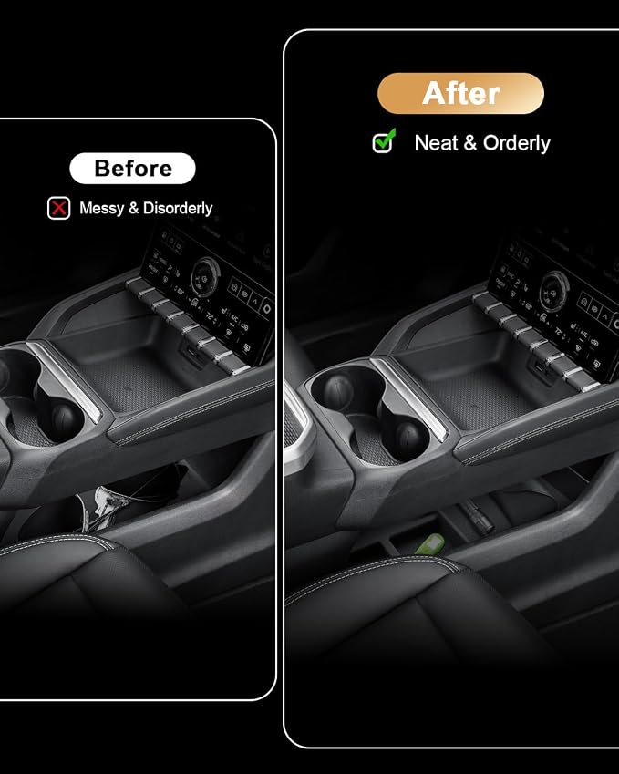 ECOZEN 2026 Terrain Center Console Organizer - 2 Pcs For 2025-2026 GMC Terrain Lower Console Organizer Storage Tray - Compatible with 2025 2026 Terrain(Elevation/AT4/Denali) Accessories TPE