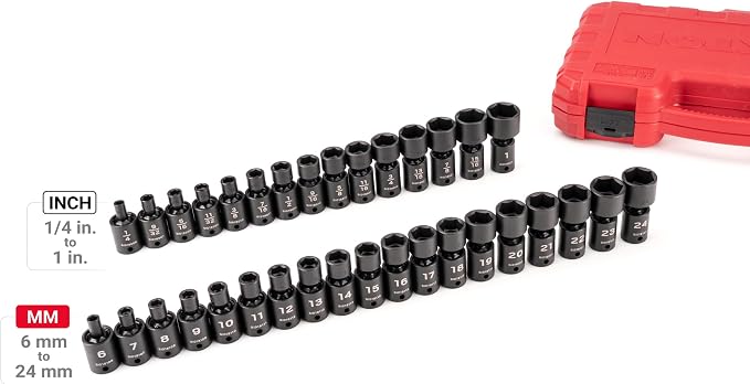 TEKTON 3/8 Inch Drive Universal Joint Impact Socket Set | SID97303