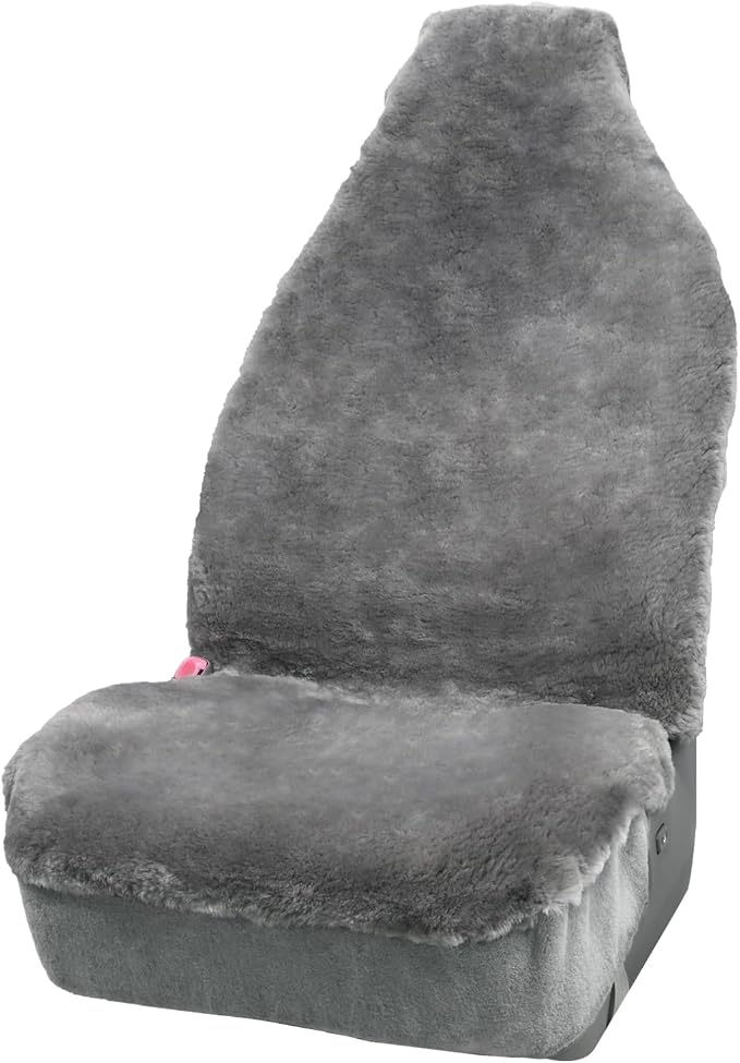 Aegis Cover Sheepskin Seat Cover Genuine Australian Merino Wool Front Seat Cover Luxury Dense Pelt Universal Fit for Most Cars, SUVs, Trucks, Bucket-Style, 54 X 22 Inches (Grey)
