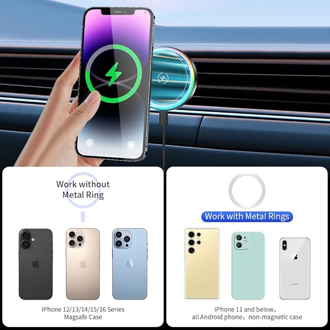 Car Magnetic Phone Mount for Kia K5 2021 2022 2023 2024 Auto Interior Accessories Best Cellphone Holder Fast 15W Wireless Charger Cell Phones Charging Screen Stand Cradles Accessory