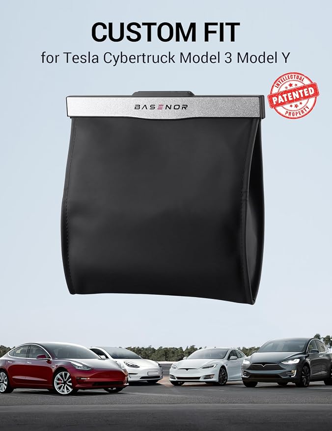BASENOR Tesla Cybertruck Behind Screen Storage and Cybertruck Trash Can