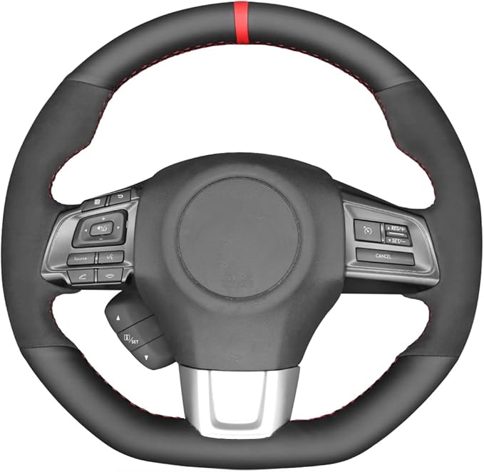 MEWANT Leather Steering Wheel Cover for Subaru WRX (STI) 2015-2019 / Levorg 2015-2019/ Made of Microfiber Leather and Suede/WRX Steering Wheel Cover
