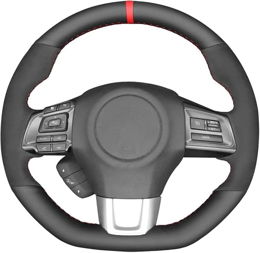 MEWANT Leather Steering Wheel Cover for Subaru WRX (STI) 2015-2019 / Levorg 2015-2019/ Made of Microfiber Leather and Suede/WRX Steering Wheel Cover