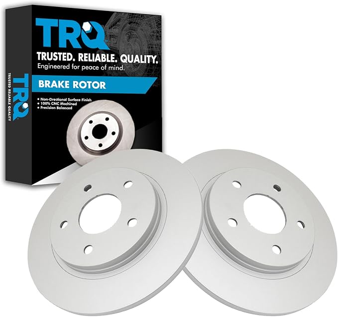 TRQ Rear Brake Rotor Set G Coated Solid Compatible with 2008-2016 Chrysler Town and Country 2008-2016 Dodge Grand Caravan 2009-2013 Journey 2012-2015 Ram C/V 2009-2014 Volkswagen Routan