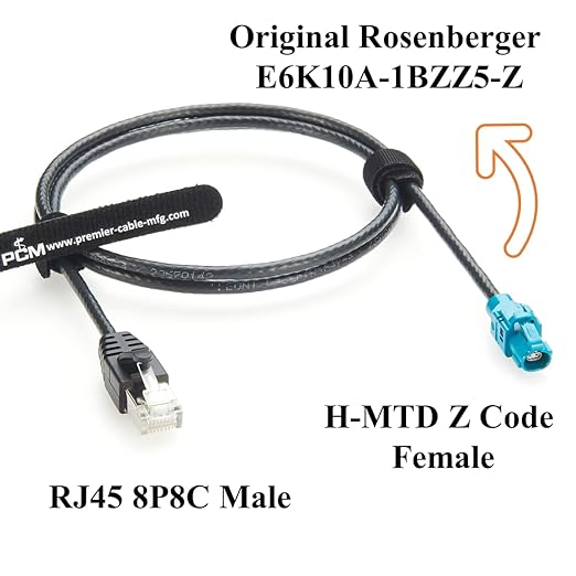 Rosenberger E6K10A-1BZZ5-Z H-MTD to RJ45 Cat6A Automotive Ethernet Cable 1Gbps 100/1000BASE-T1 Shielded Harness for ADAS, Infotainment, Car Camera, GPS Navigation, Vehicle Diagnostics(1M/3.28FT)