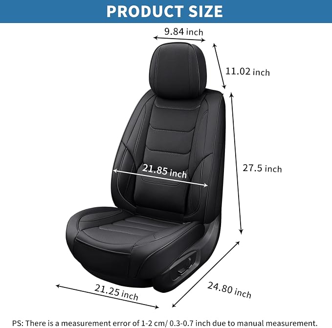 Leather Car Seat Covers Full Set Breathable Automotive Seat Covers Waterproof Seat Protectors Universal Fit for Most Automotive Cars SUV Trucks (Black, Full Set)