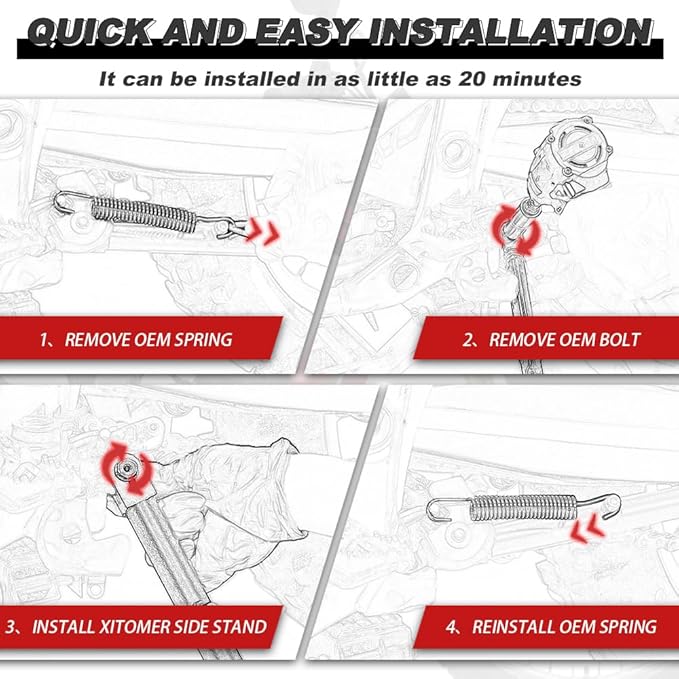 Xitomer Iron 0-4 inch Adjustable Kickstand Side Stand Fit for CRF300L / Rally 202-2025, CRF300LS 2023-2025 Motorcycle Adjustable Side stand