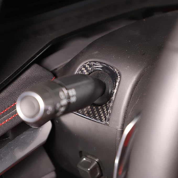 Steering Wheel Steering Rod Base Cover Trim Compatible with Corvette C8 Stingray 2020-2023,Real Carbon Fiber 2PCS C8 Interior Steering Wheel Accessories (Black Carbon)