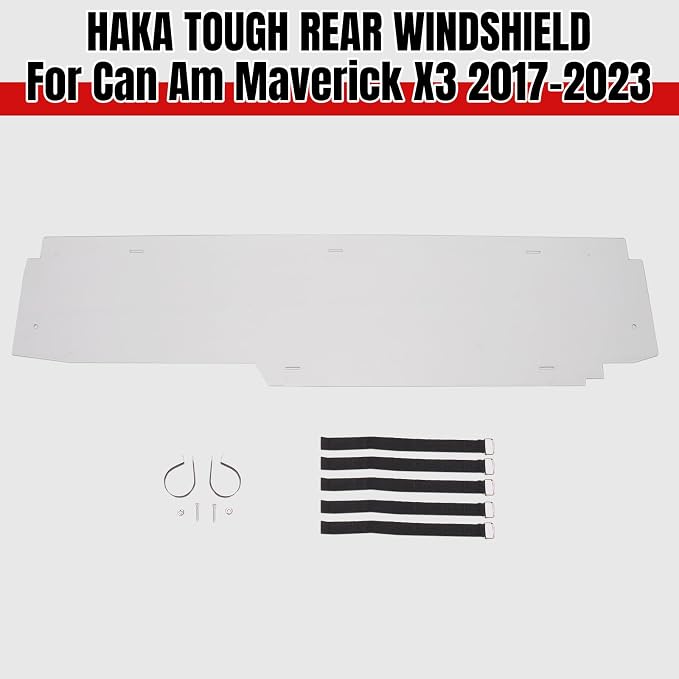 HAKA TOUGH Rear Windshield for Can Am Maverick X3 Accessories 2017-2024, Heavy Duty Clear Back Window Rear Windscreen for Can Am Maverick X3 Max 17-24, Standard 3/16 Poly 250x stronger Than Glass