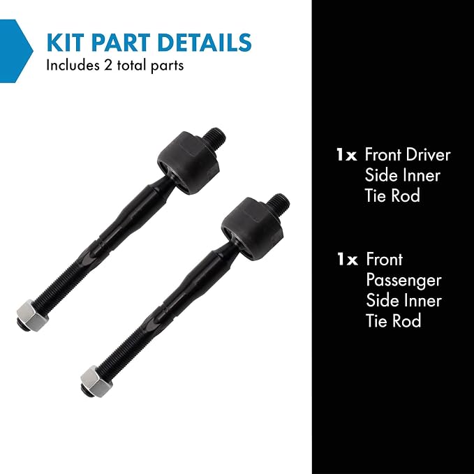 TRQ Inner Driver and Passenger Side Tie Rod Set 2 Piece Compatible with 2010-2012 Ford Fusion 2.5L L4 2010-2012 Ford Fusion 3.0L V6 2011-2012 Lincoln MKZ 2.5L L4 2010-2011 Mercury Milan