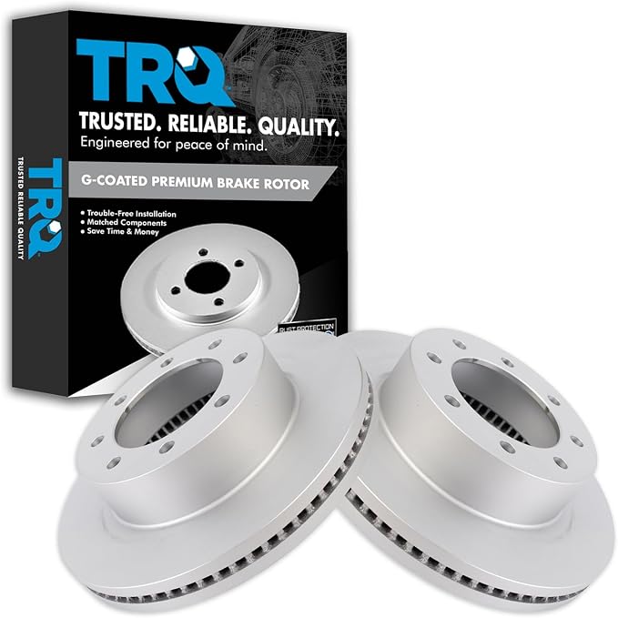 TRQ Front Brake Rotors Set Vented Premium G-Coated Compatible with 2013-2023 Ford F-250 Super Duty 2013-2024 F-350 Super Duty 2013-2016 F-450