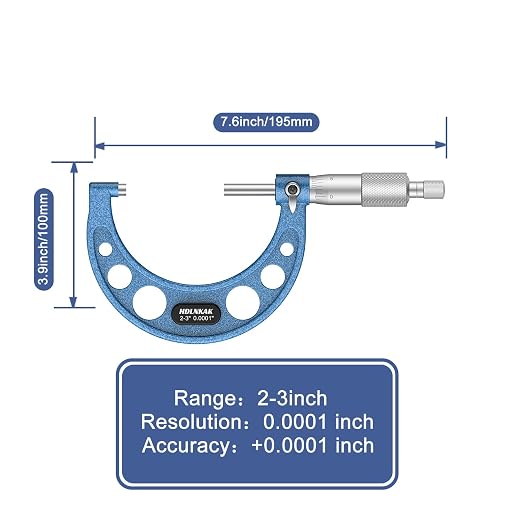 HDLNKAK Outside Micrometer Set, 2-3" Machinist Micrometer, 1 Pcs Machinist Tool Set, 0.0001" Graduation Micrometer Set, Alloy Precision Micrometer, Micrometer Standard Set with Case