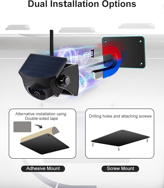 1080P Solar Wireless Backup Camera with Metal Mounting Plate