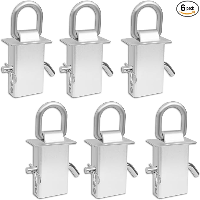 Hedday Trailer Stake Pocket D Ring 6PCS 16200lbs Heavy Duty Removable Adjustable D-Ring | Stake Pocket Tie Downs for Utility Trailers, Flatbed Trucks w/ 1/2" Hitch Pin(Silvery)