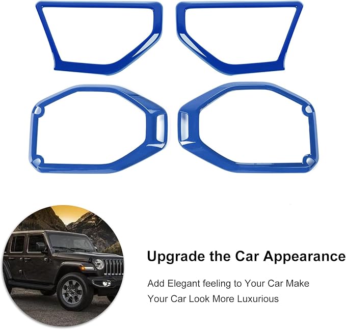 RT-TCZ A Pillar Speaker Trim Cover & Roof Speaker Audio Trim Cover Ring Kit Decoration Interior Accessories for Jeep Wrangler JL JLU & Gladiator JT 2018-2022,Blue