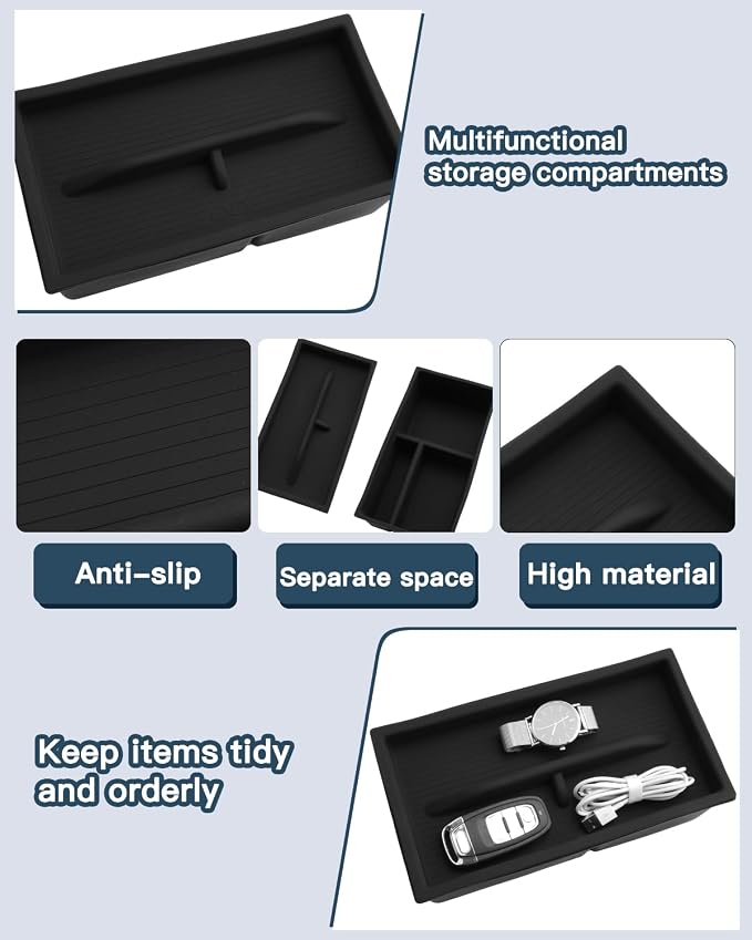 2022-2025 2026 Lexus NX Center Console Organzier for Lexus NX350 Accessories Silicone Material Double Layer Armrest Console Glove Tray Compatible with 2022-2026 Lexus NX 250/350/350h/450h+(2Packs)
